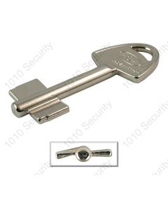 AGA double bitted pin key blank (58G) for 253 double throw lock 69mm - Asymmetrical  profile